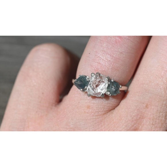 Sapphire Engagement Ring, Raw Stone Ring, Size 8 Blue Sapphire Engagemen… - Picture 1 of 2